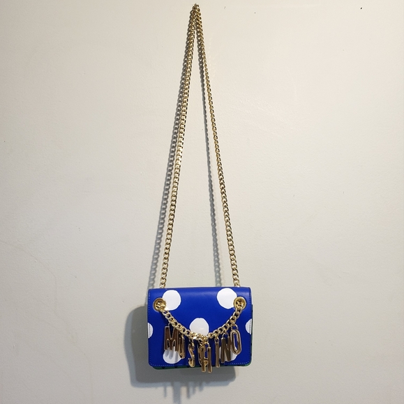 Moschino Polka-Dot Logo-Chain Shoulder Bag - Picture 2 of 10
